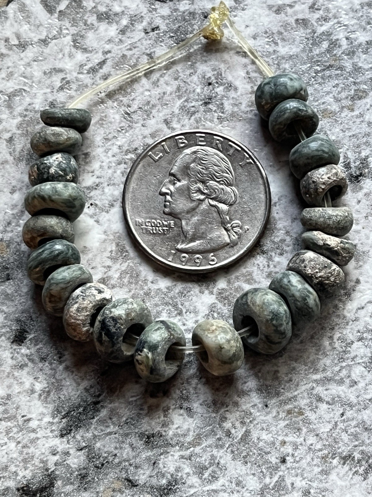 20 Jade Beads PreColumbian Ancient Artifacts Teotihuacan Mayan Free Shipping