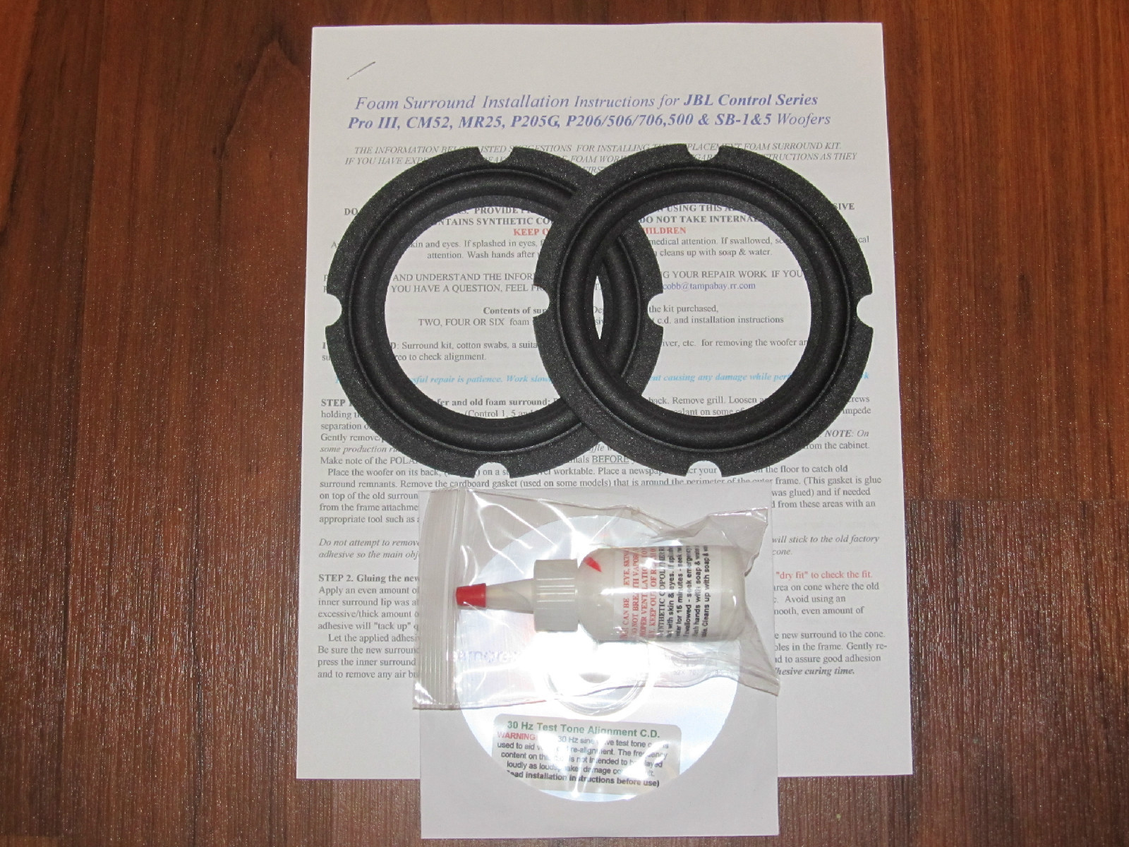 JBL Control 1, J520A, 500, M5, Foam Surround Speaker Woofer Repair Kit (2 pc)