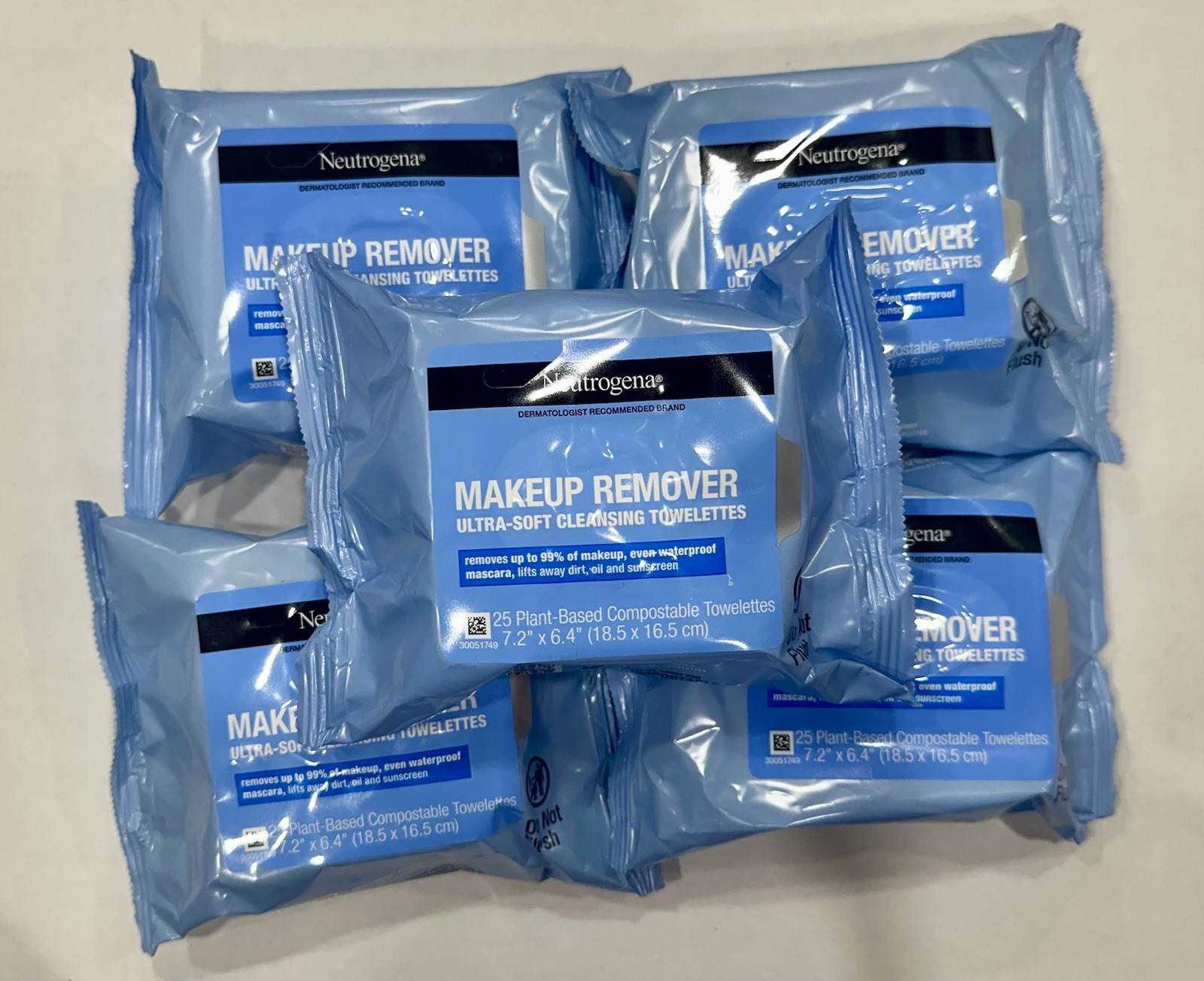 Pack Of (5) - Neutrogena Make-Up Remover Cleansing Towelettes 25pcs Per Pack