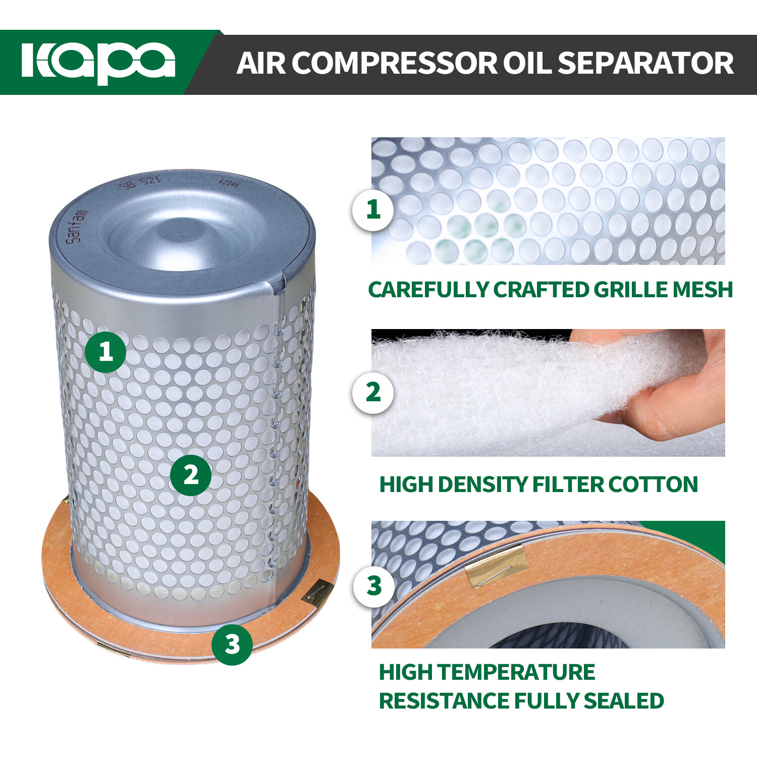 New Oil Separator Elementfor 15-20HP Screw Compressor Replacement KB8641 DB2074