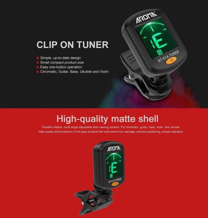 LCD Clip On Chromatic Acoustic Tuner Electric Guitar Banjo Violin Bass Ukulele