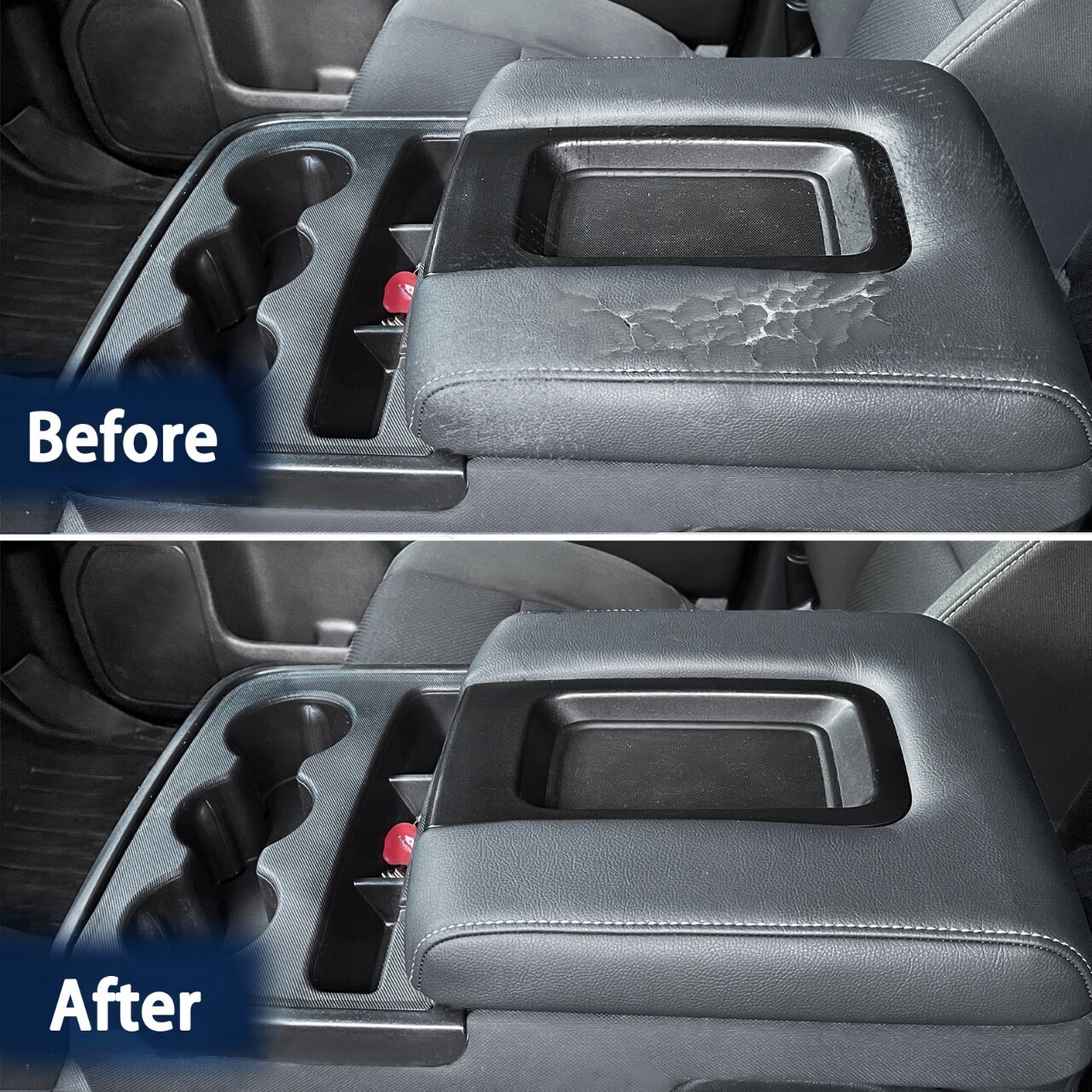 Fit 14-18 Silverado Sierra Jump Seat Console Armrest Lid Vinyl Cover Dark Gray