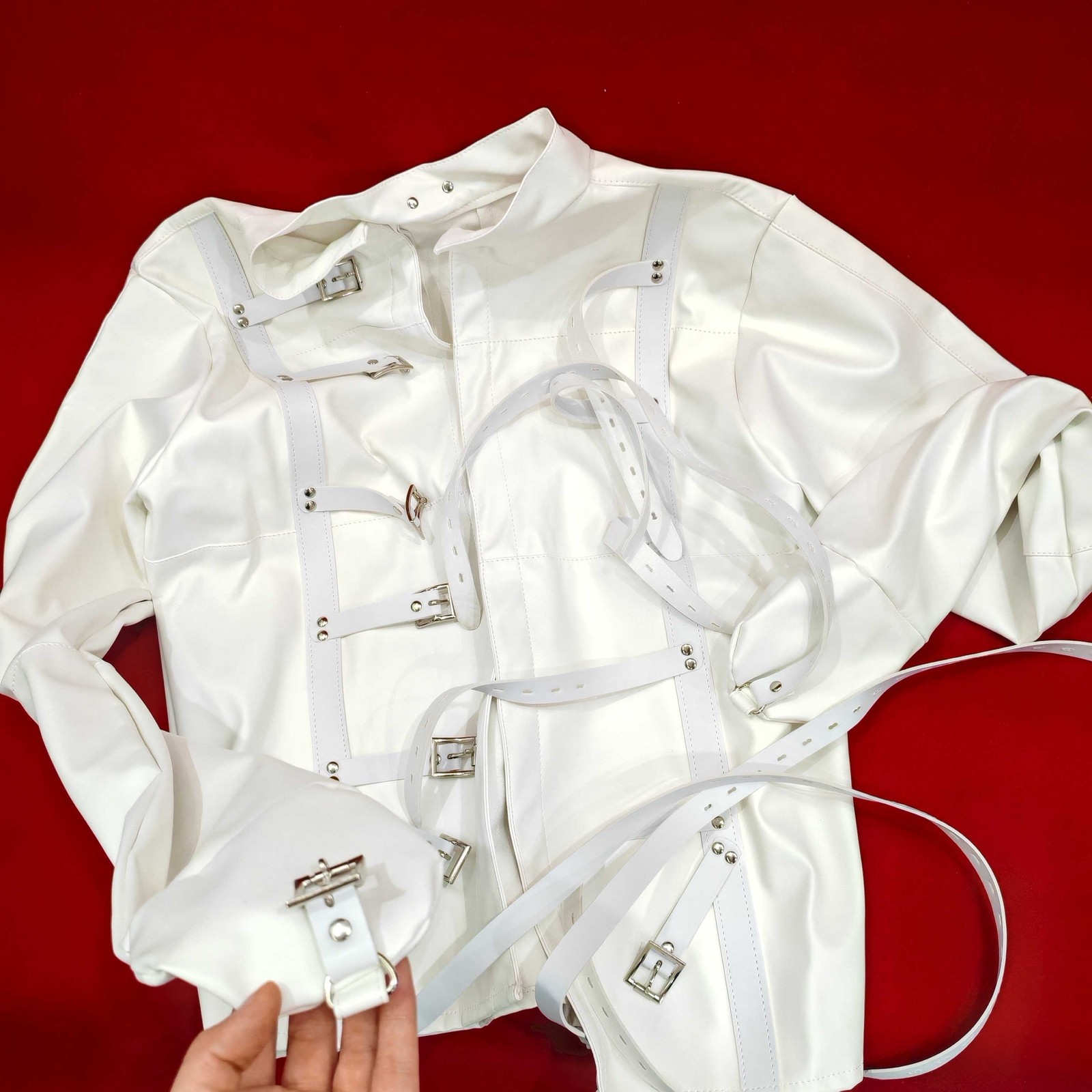 S/M L/XL Genuine Leather Professional Quality Straight Jacket Straps Adjustable