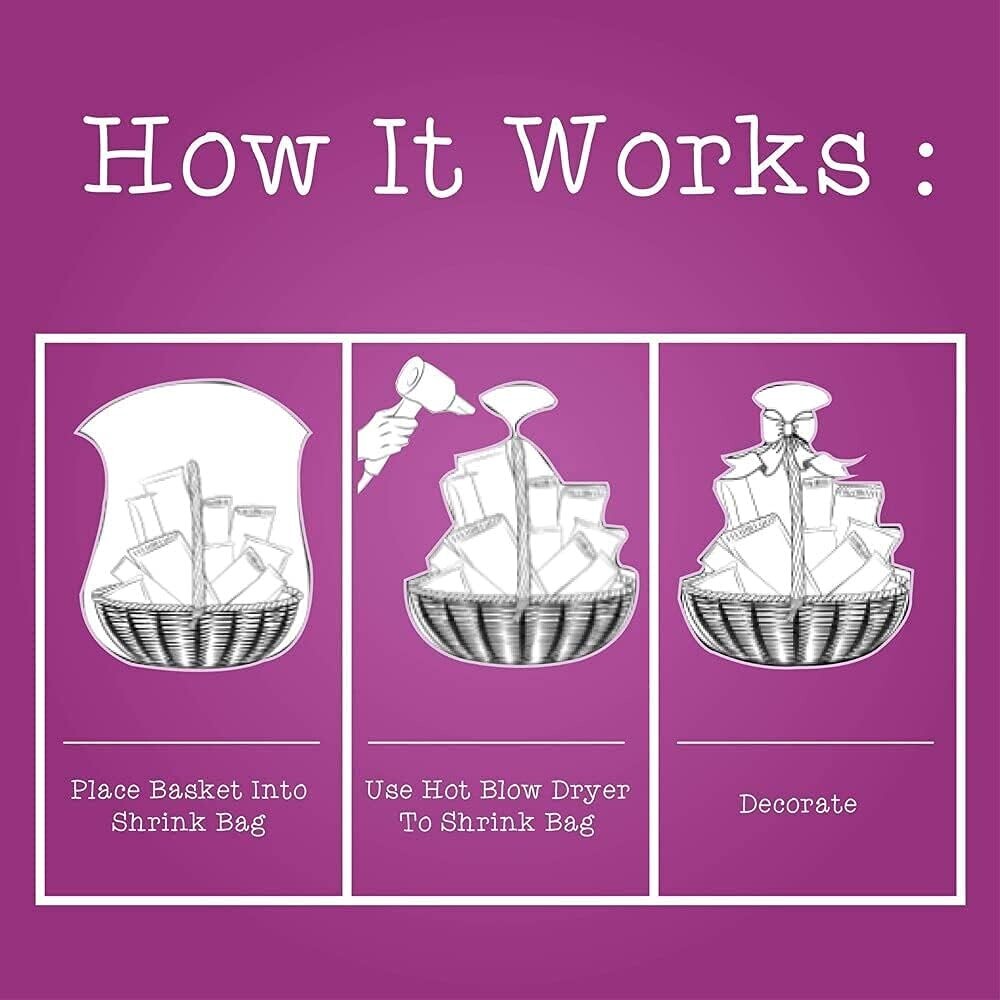 5 Pack 32x40 Inch Extra Large Clear Cello Shrink Wrap Bags for Gift Baskets