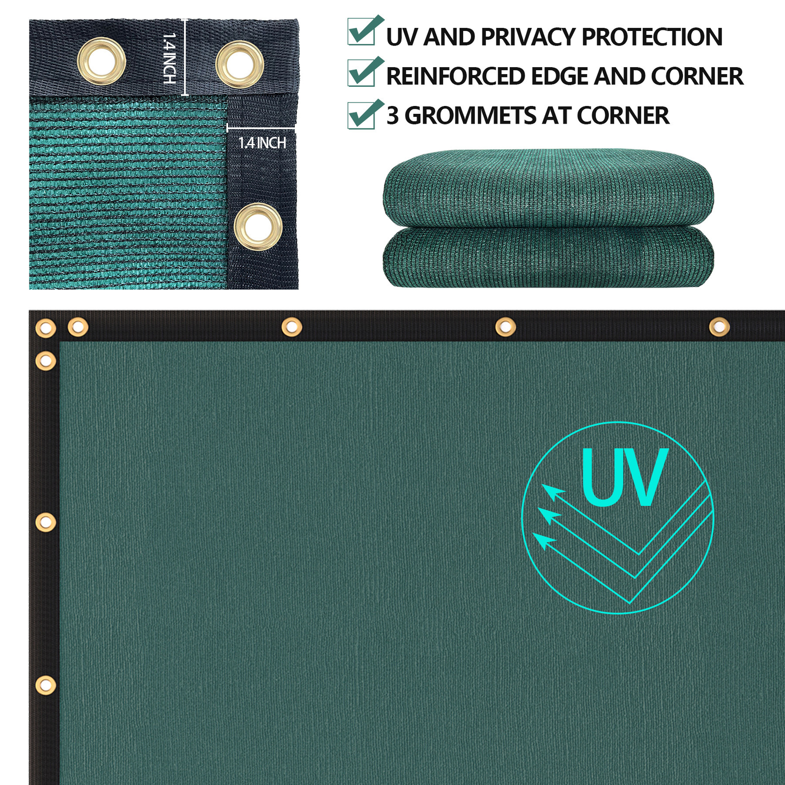 6x50ft Privacy Fence Screen Garden Windscreen HDPE Fabric Mesh Shade Cover Green