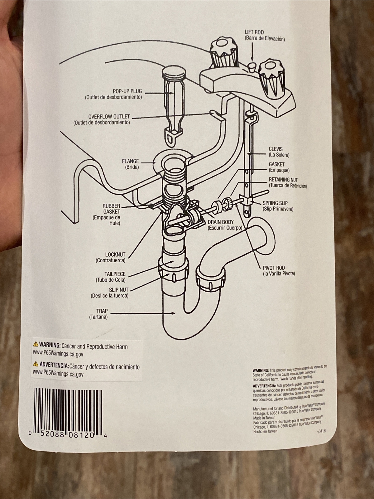 Vanity Bathroom Sink Pop Up Stopper Drain Assembly Kit Chrome/Plastic 1.25” Diam