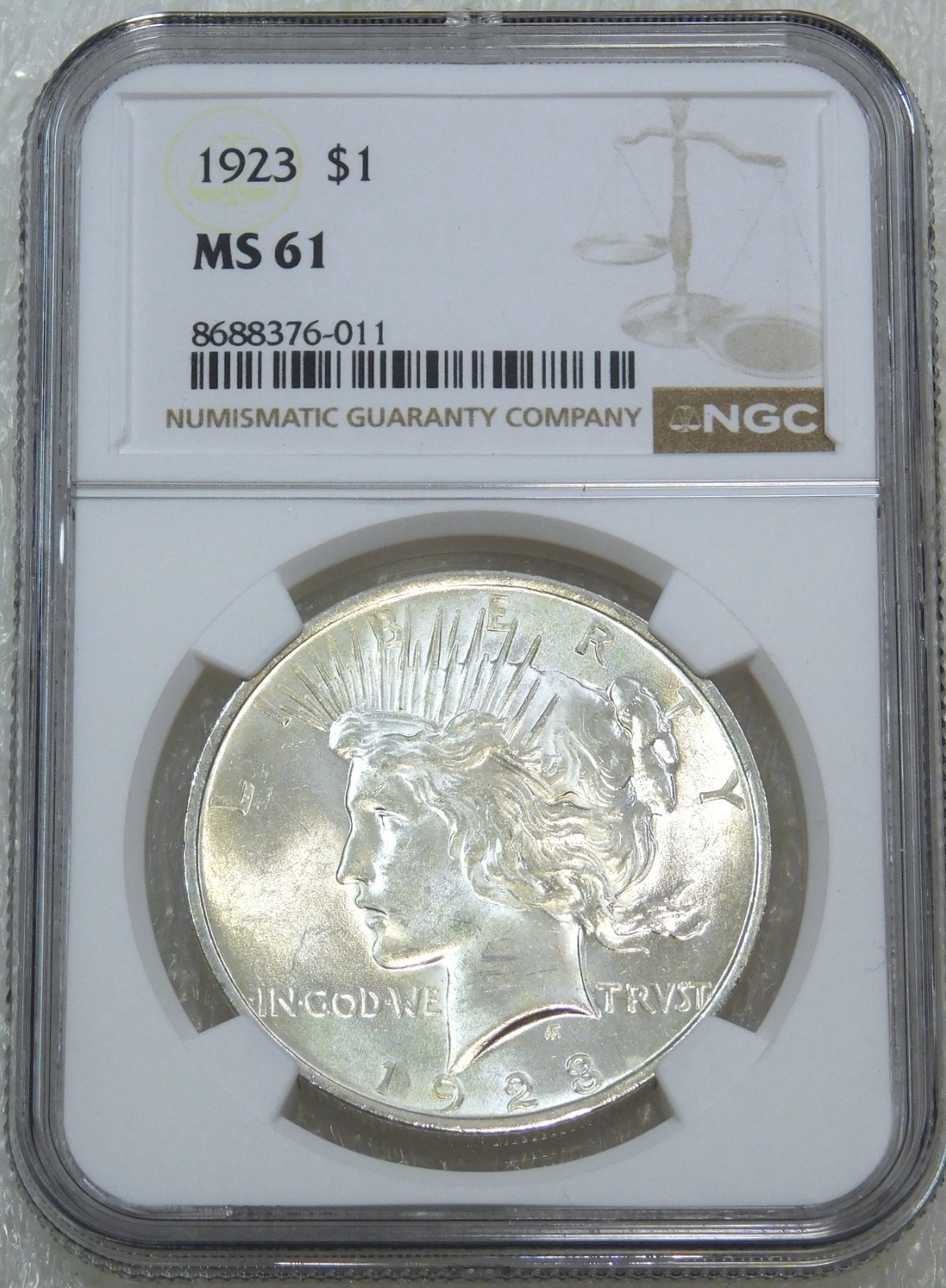 1923 Peace Silver Dollar NGC MS61 Frosty White Just Graded New Holder #V265K