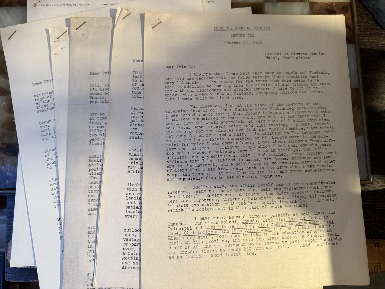 Dr. John A. Reuling Trip To Africa Missionary Work Collection Of Letters 1940s