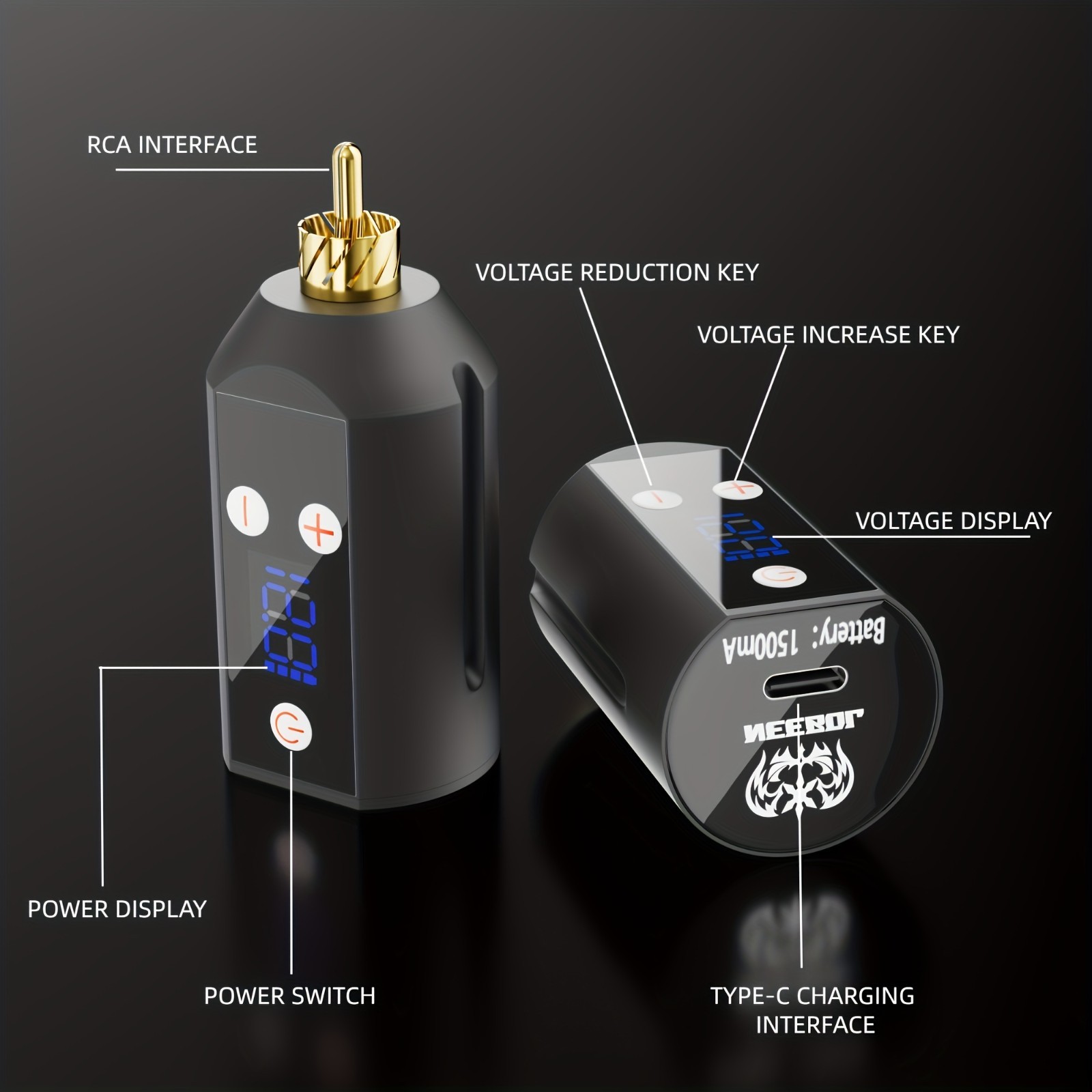 Wireless Tattoo Pen Machine Complet Kit with 1500mAh Power Supply 20Pcs Needles