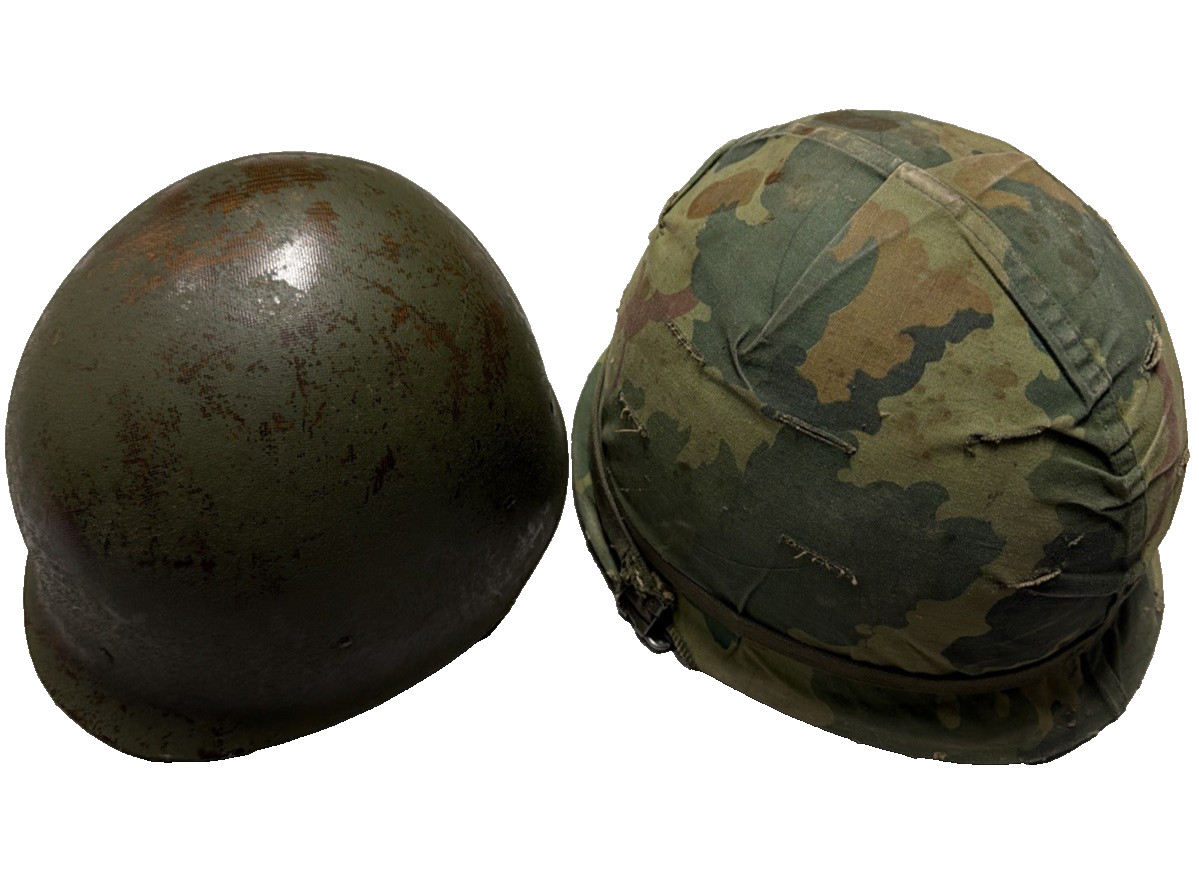 Vietnam WWII Steel Pot FRONT SEAM Helmet Mitchell Cover Liner  NICE