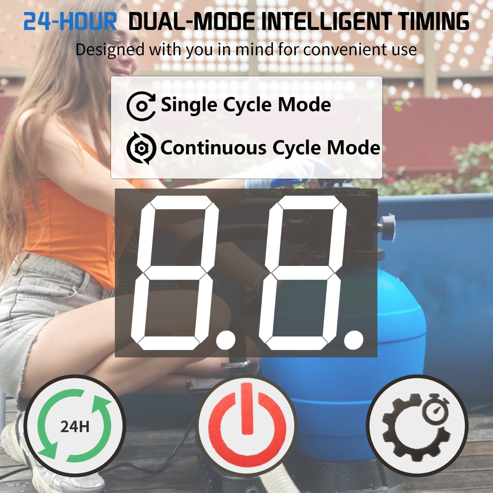 FOTING Sand Filter Pump for Above Ground Pool with Timer, Swimming Pumps System