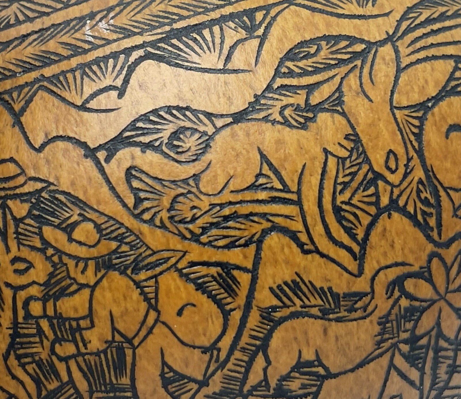 Vintage Peruvian Story Telling Gourd Finely Detailed Hand Carved Rattle