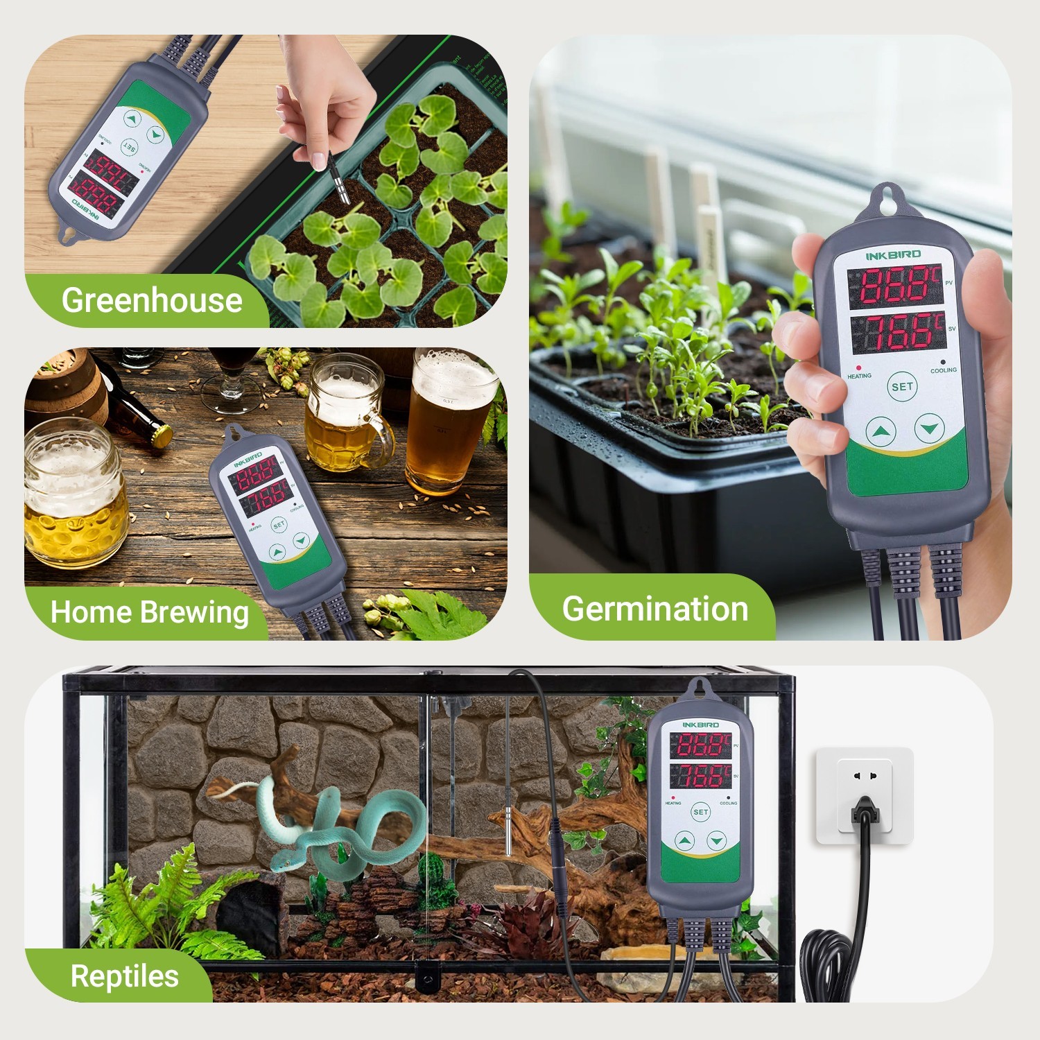 Inkbird Heating Cooling Temperature Controller Pre-wired Thermostat -58~248 °F