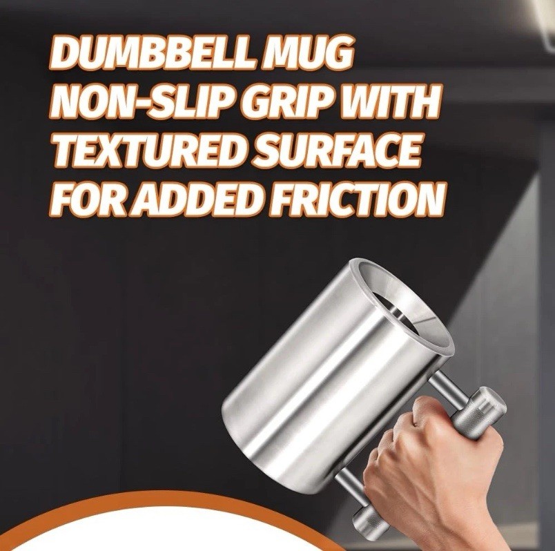 8kg 17.6lb Heavy Coffee Mug Challenge 304 Stainless Steel Dumbbell Cups Silve...