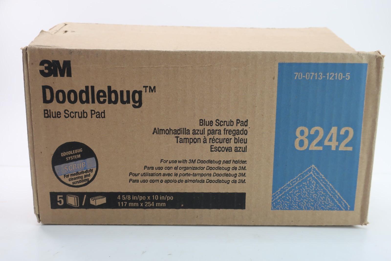 3M Doodlebug Blue Scrub Pad 4 5/8 in x 10 in - 5 Piece Box Model 8242