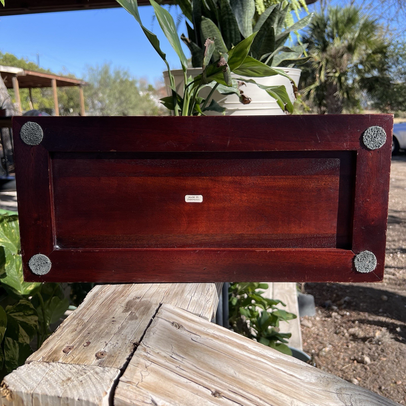 Vintage | Mahogany Carved Desk Trough | Wooden Book Stand Holder | 16.75"