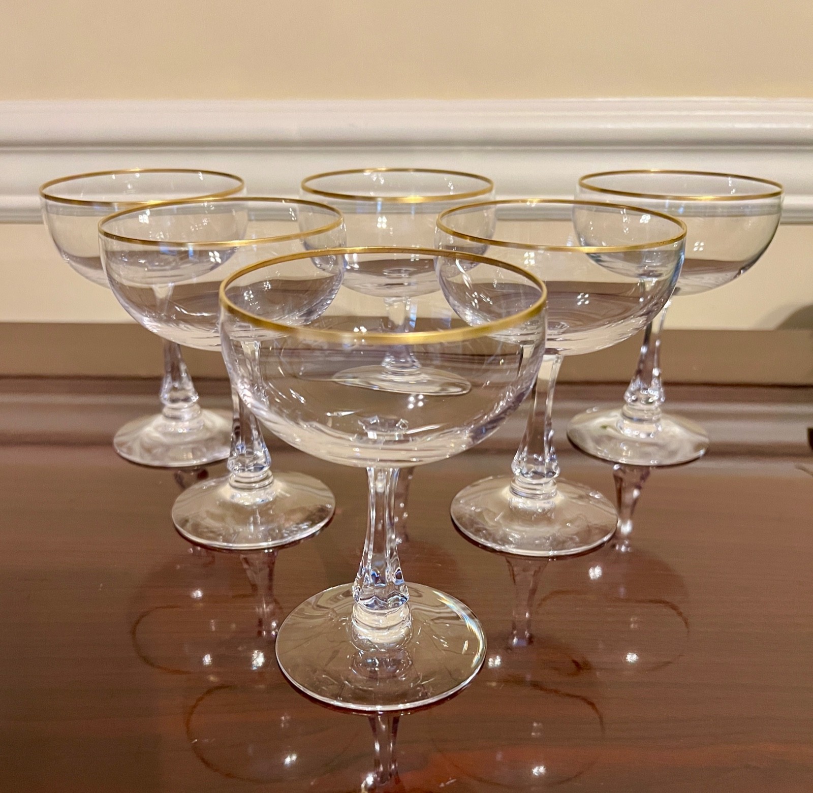 Vintage 18 Pc. Set of Fostoria CLASSIC GOLD Water Wine Champagne Glasses Stems