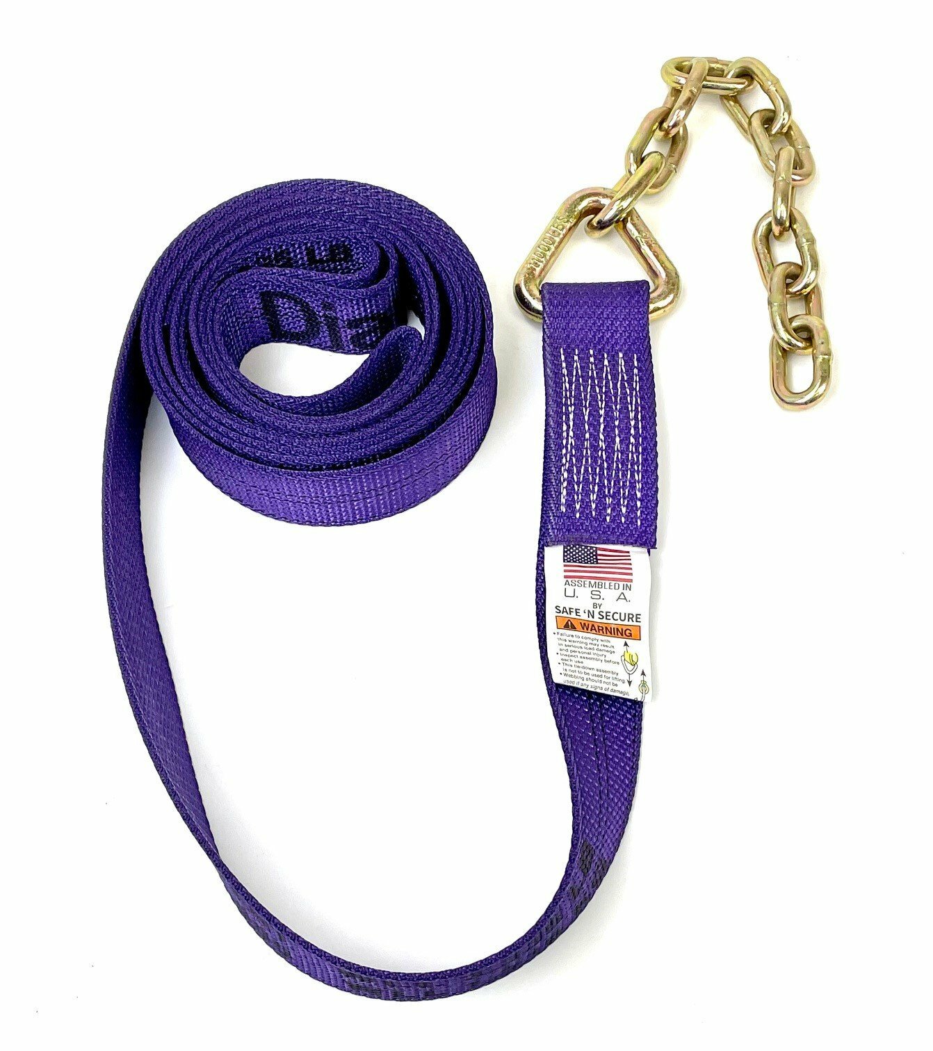 8 pt Kit 14' Purple DIAMOND WEAVE Rollback / Flatbed Car TieDowns w/ Chain Tails