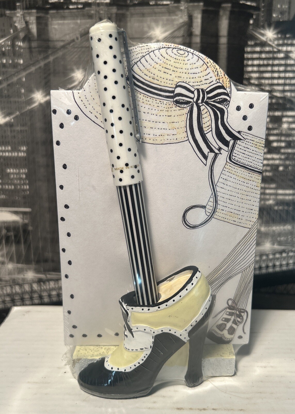 Lady Jayne Ltd Women’s Fashion Notepad & Pen Desktop Holder Set Vtg 90s Sealed