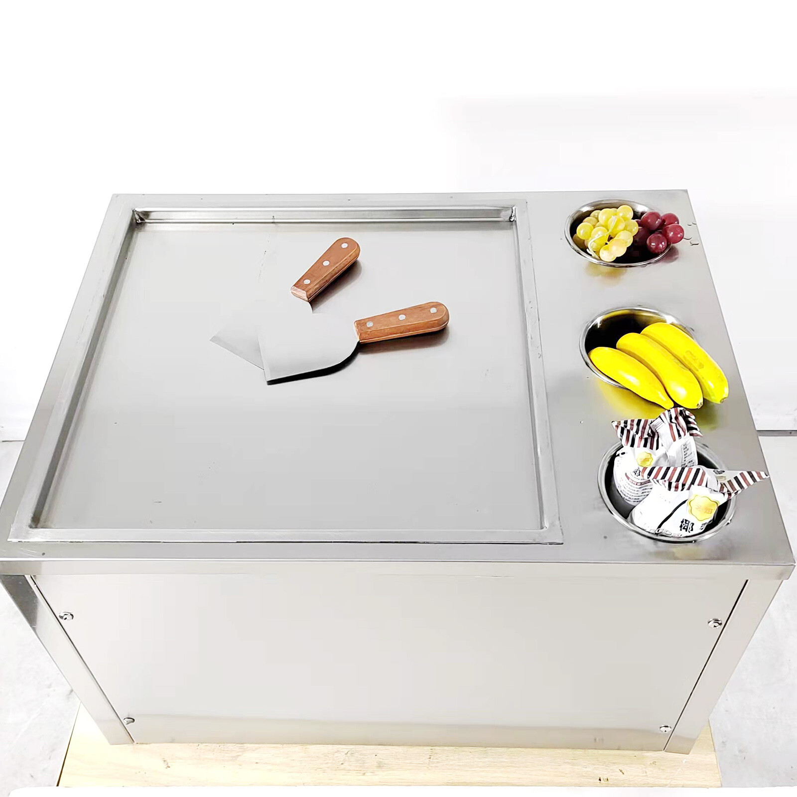 Kolice Commercial 45x45cm Fry Ice Cream machine single square pan-3 tank