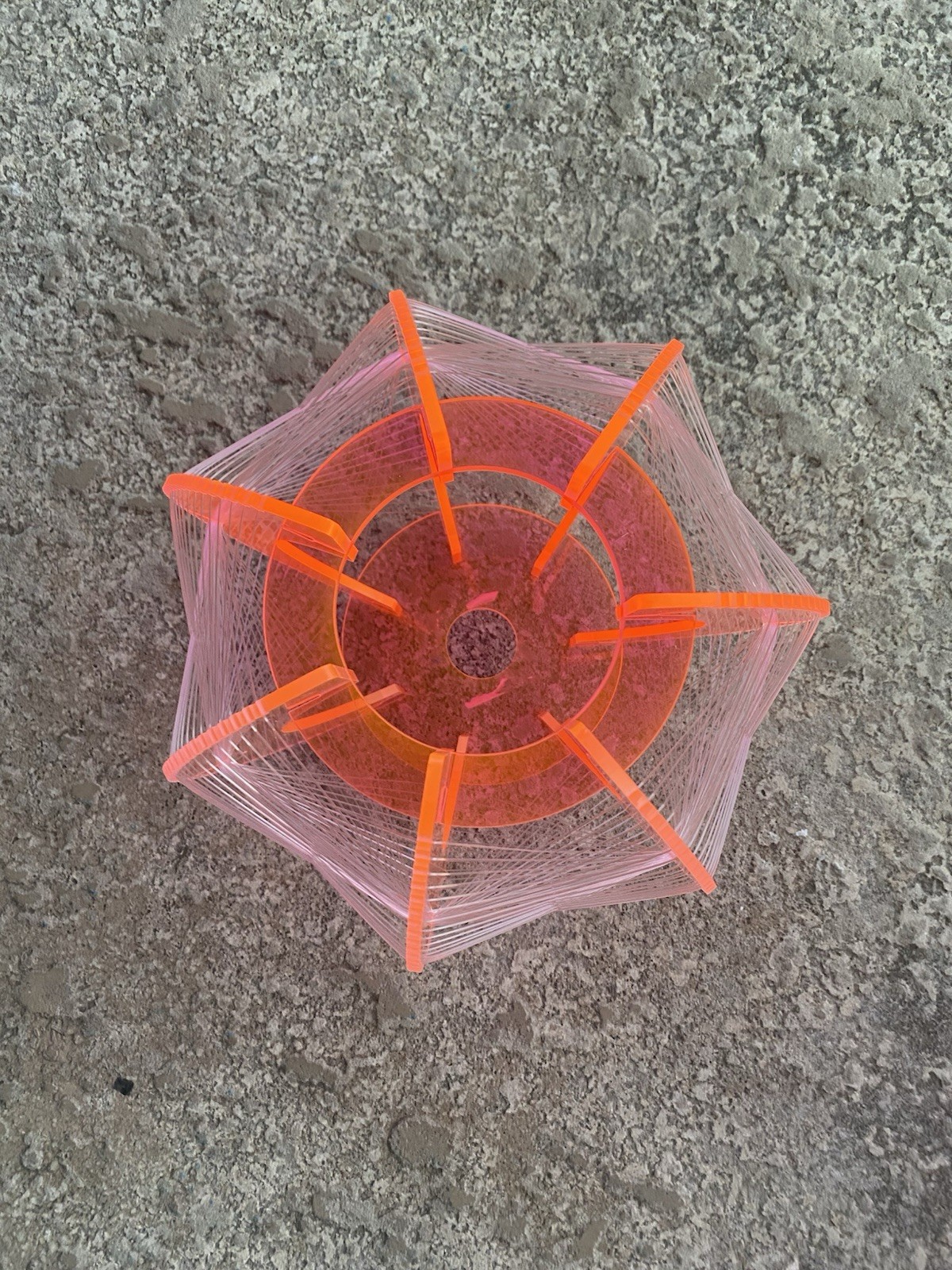 2 x Paul Secon Lucite Perspex & Nylon Thread String Ceiling Lampshade Ball Form