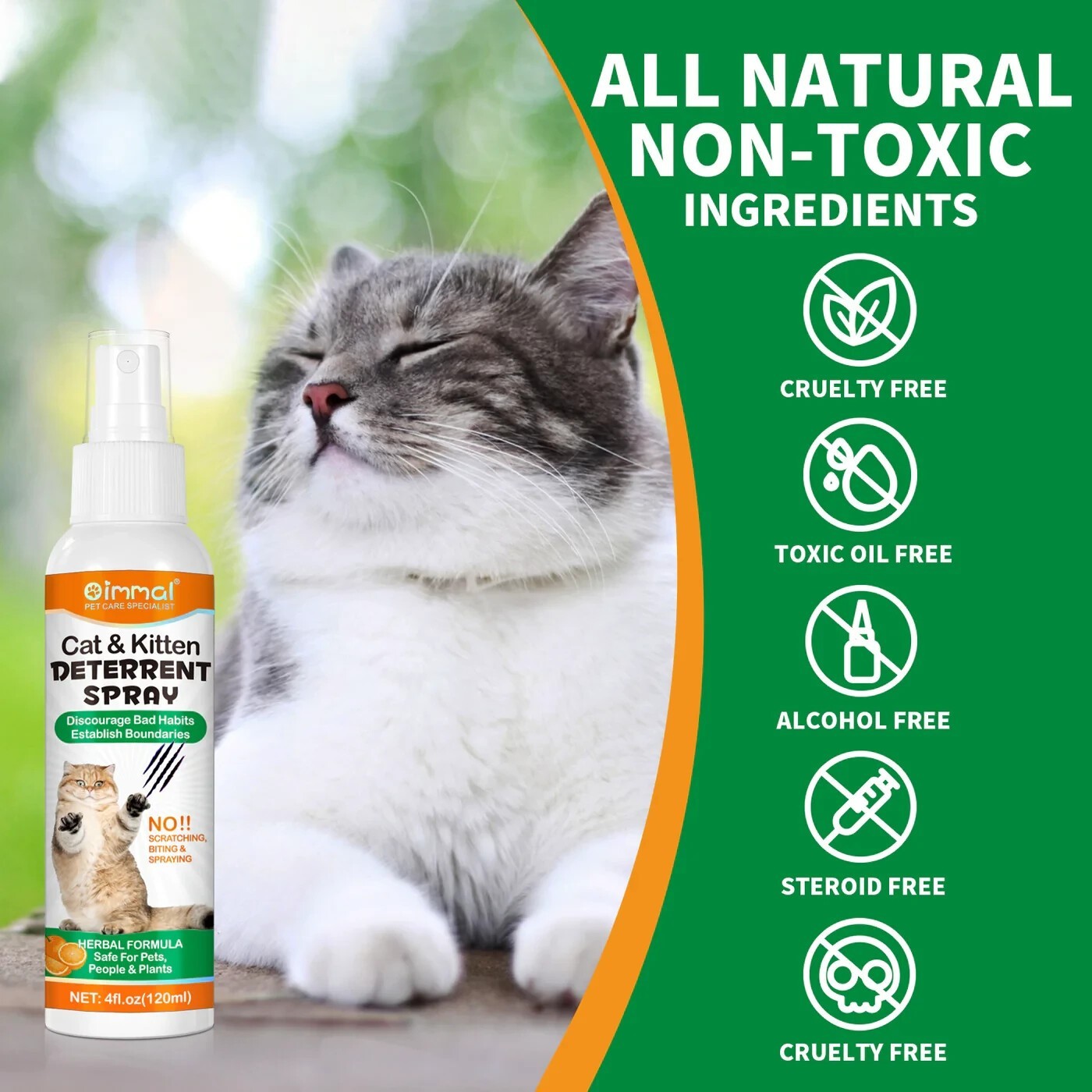 2-in-1 Cat & Kitten Training Aid | Cat Deterrent Spray for In/Outdoor 120 ML