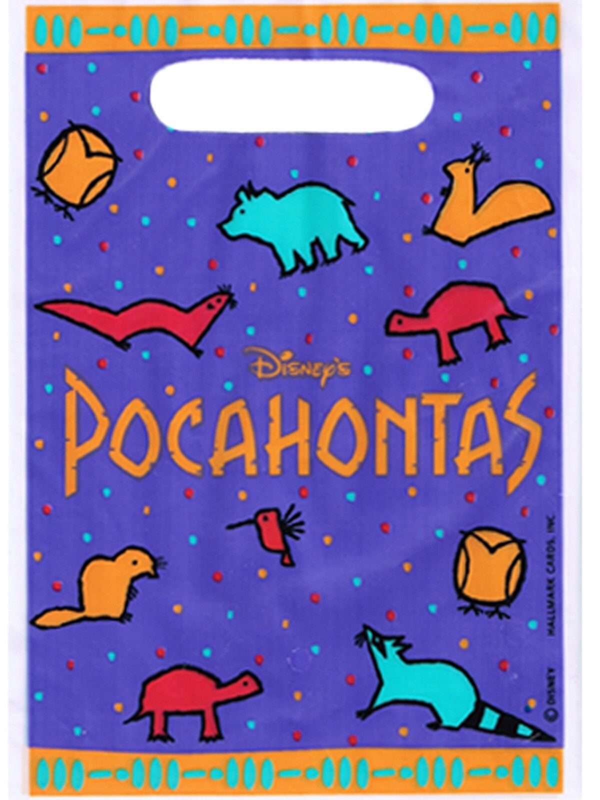 POCAHONTAS VINTAGE 1995 FAVOR BAGS (8)  Birthday Party Disney Decorations