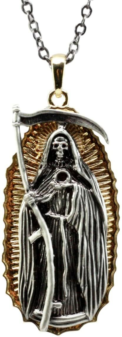 Day Of The Dead Santa Muerte Pewter Necklace Our Lady Of Holy Death Lead Free