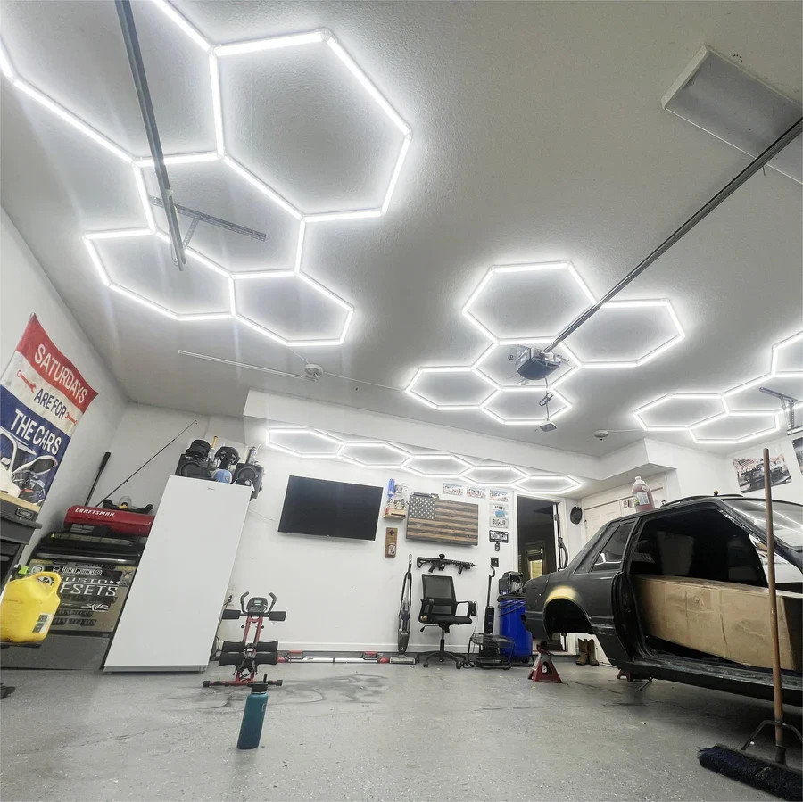 Hexagon Garage Lights: 192W 19200LM 5 Grids Hexagon Led Light 6500K Ultra Bright