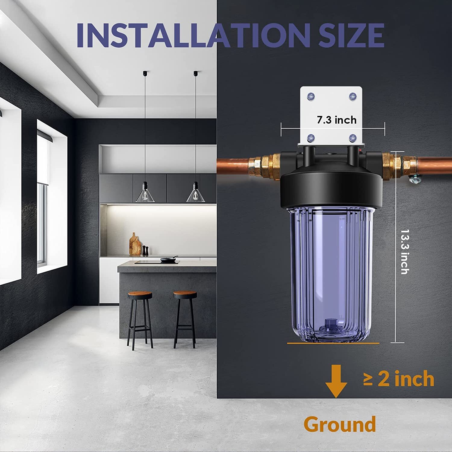 2 Pack 10 Inch Clear Home RO Whole House Water Filter Housing 4.5" x 10" System