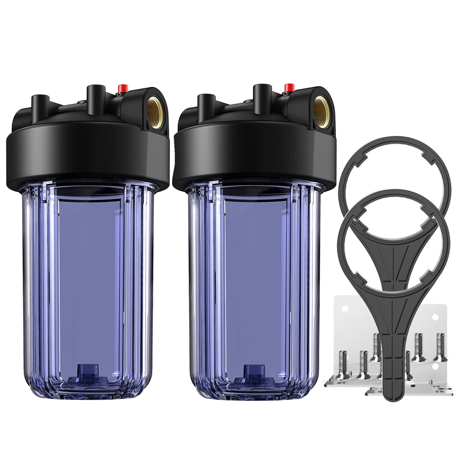 2 Pack 10 Inch Clear Home RO Whole House Water Filter Housing 4.5" x 10" System