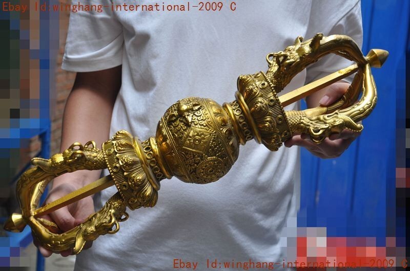 Tibet Buddhism temple bronze Gilt Vajra Dorje Phurpa Exorcism Talisman Faqi