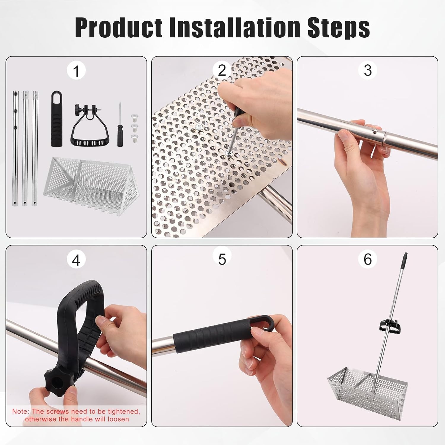 Sand Flea Rake, Durable Rake for Beach Easy to Install Sharp Teeth Wide Basket