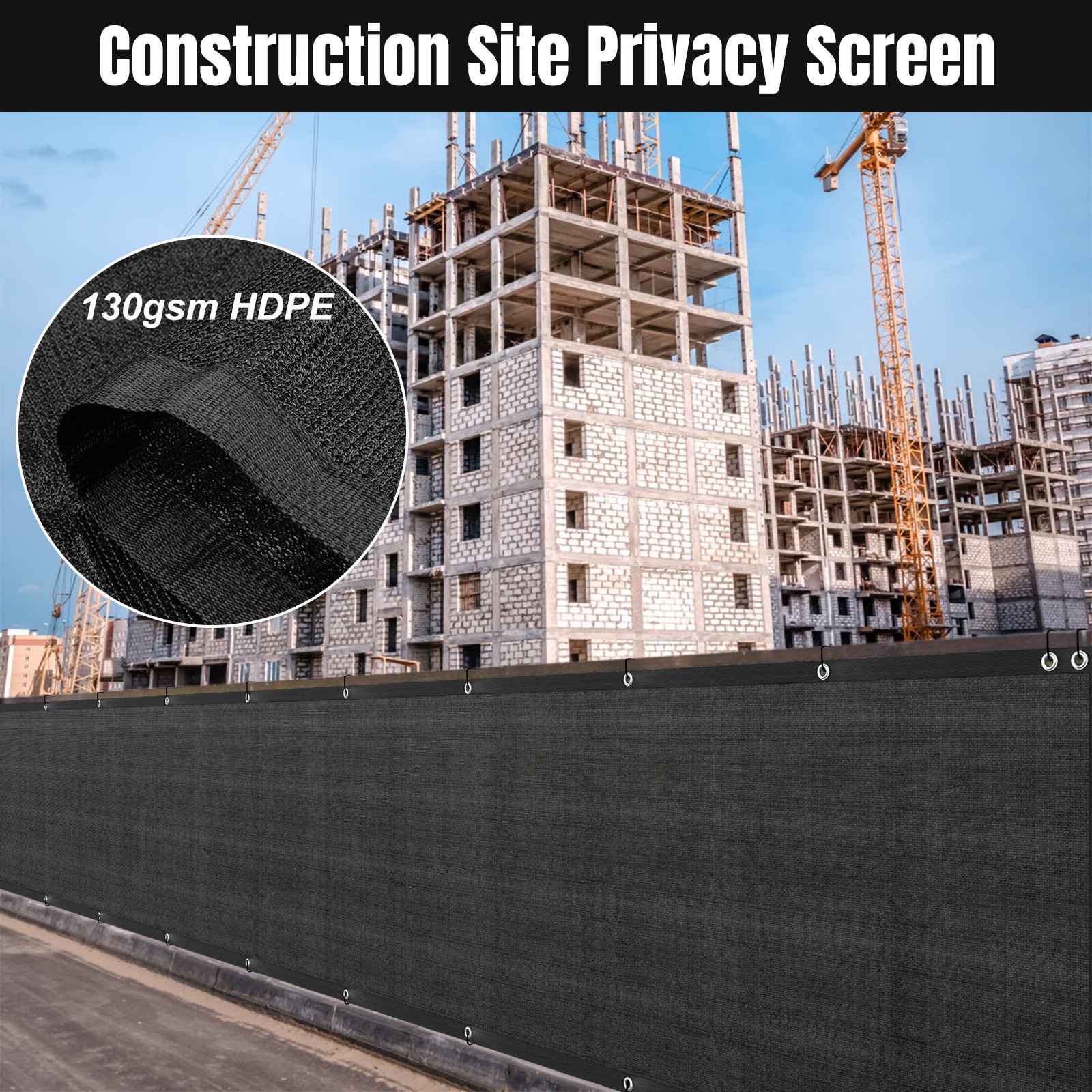 Fence Privacy Screen Mesh Cover Garden Yard 4' 5' 6' 8' Black Green Beige Brown