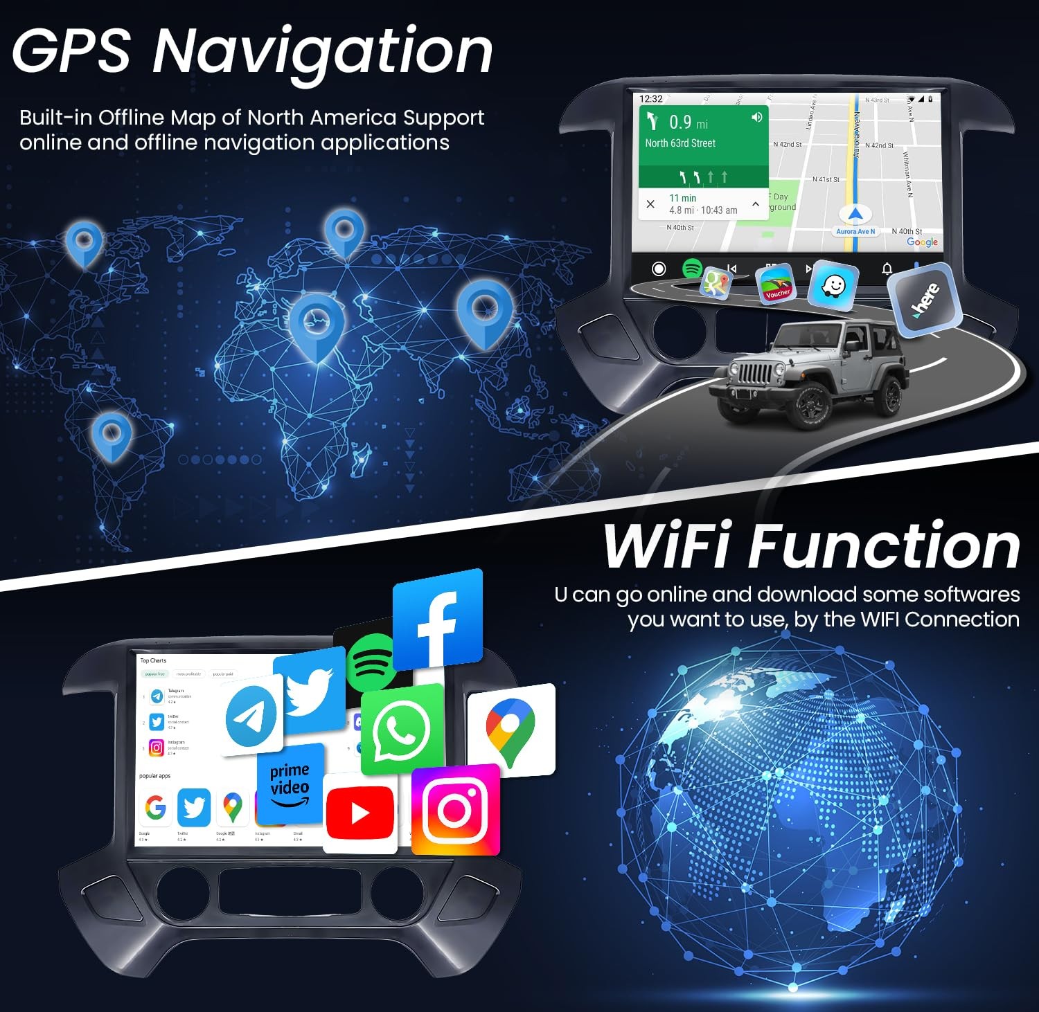 For 2014-2018 Chevy Silverado GMC Sierra CarPlay Car Radio Stereo GPS 32GB 13.1"