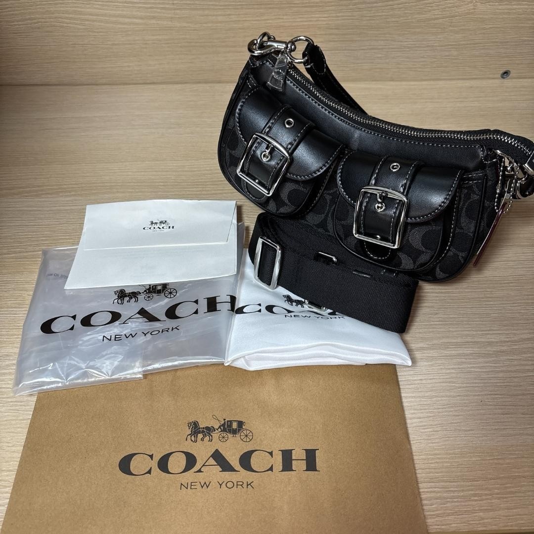 COACH CQ184 Ashton Baguette Signature Denim Handbag Shoulder Bag Women BRAND NEW