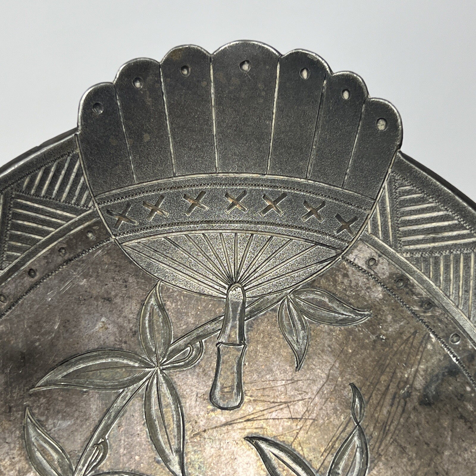 Antique Dog Figural Calling Card ? Silver Plate Tray Stand Simpson Hall Miller