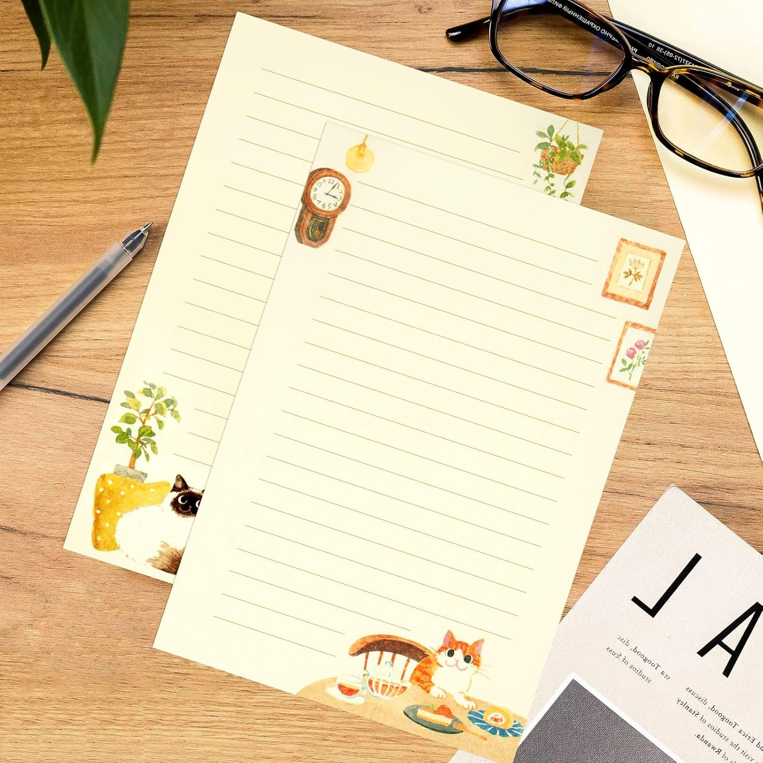 New 36 PCS Writing Paper And Envelopes Set Warm Cute Cat Themed Stationary Set