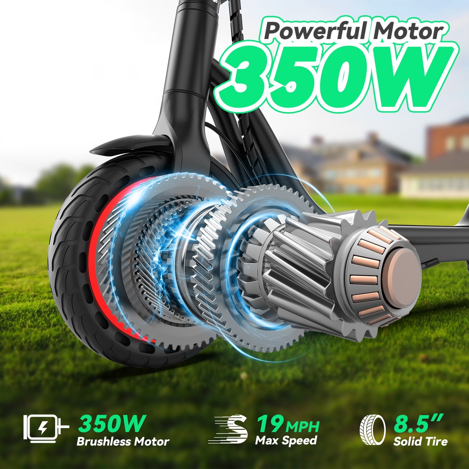 350W Electric Scooter for Adults, Up to 19 MPH, Folding E-Scooter, APP control