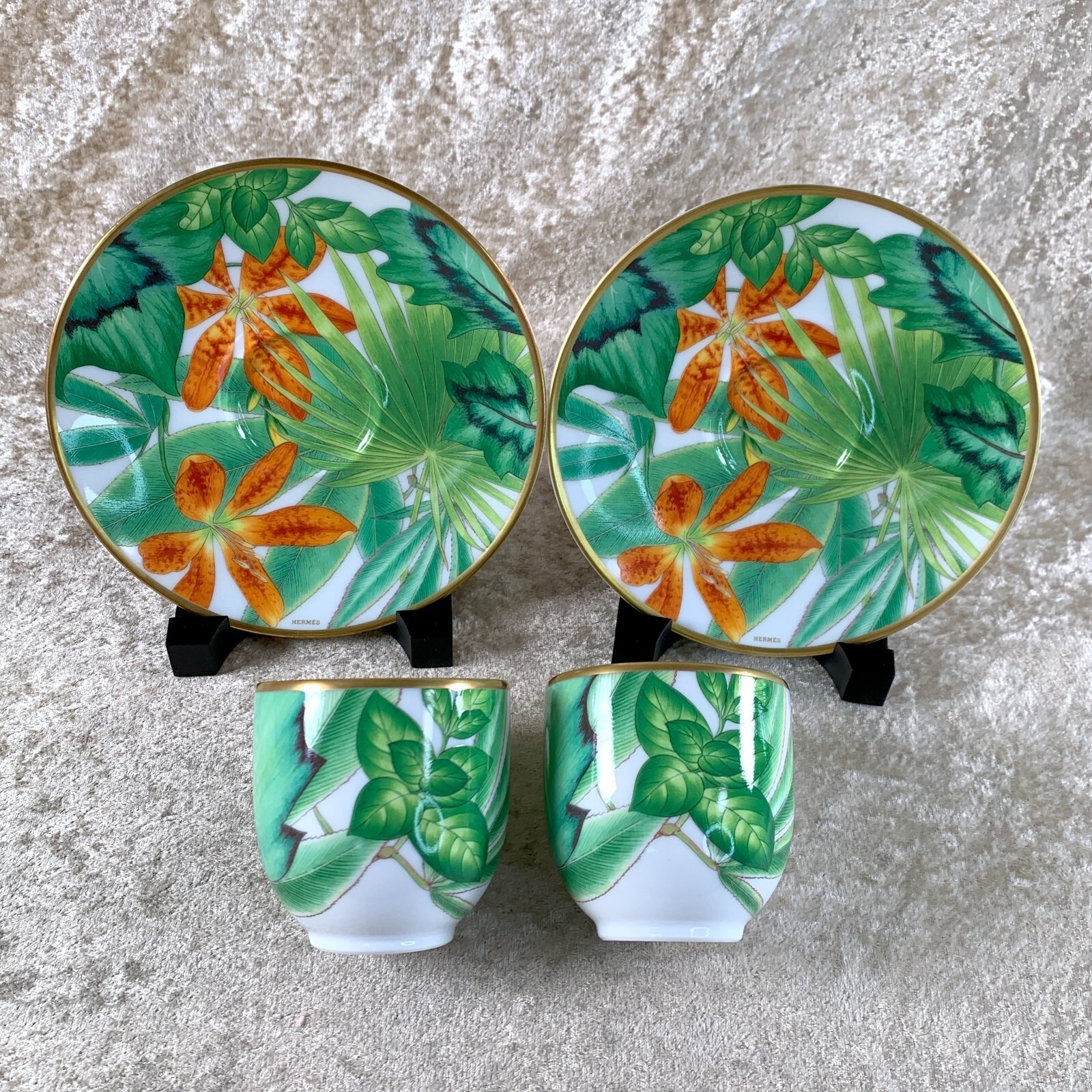 Hermes Demitasse Cup & Saucer Passifolia Porcelain Tableware Botanical 2 Sets