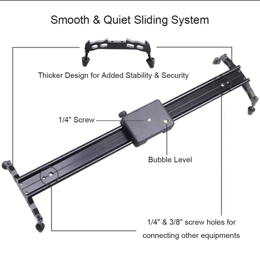 Aluminum Alloy Camera Slider 60cm Dolly Track