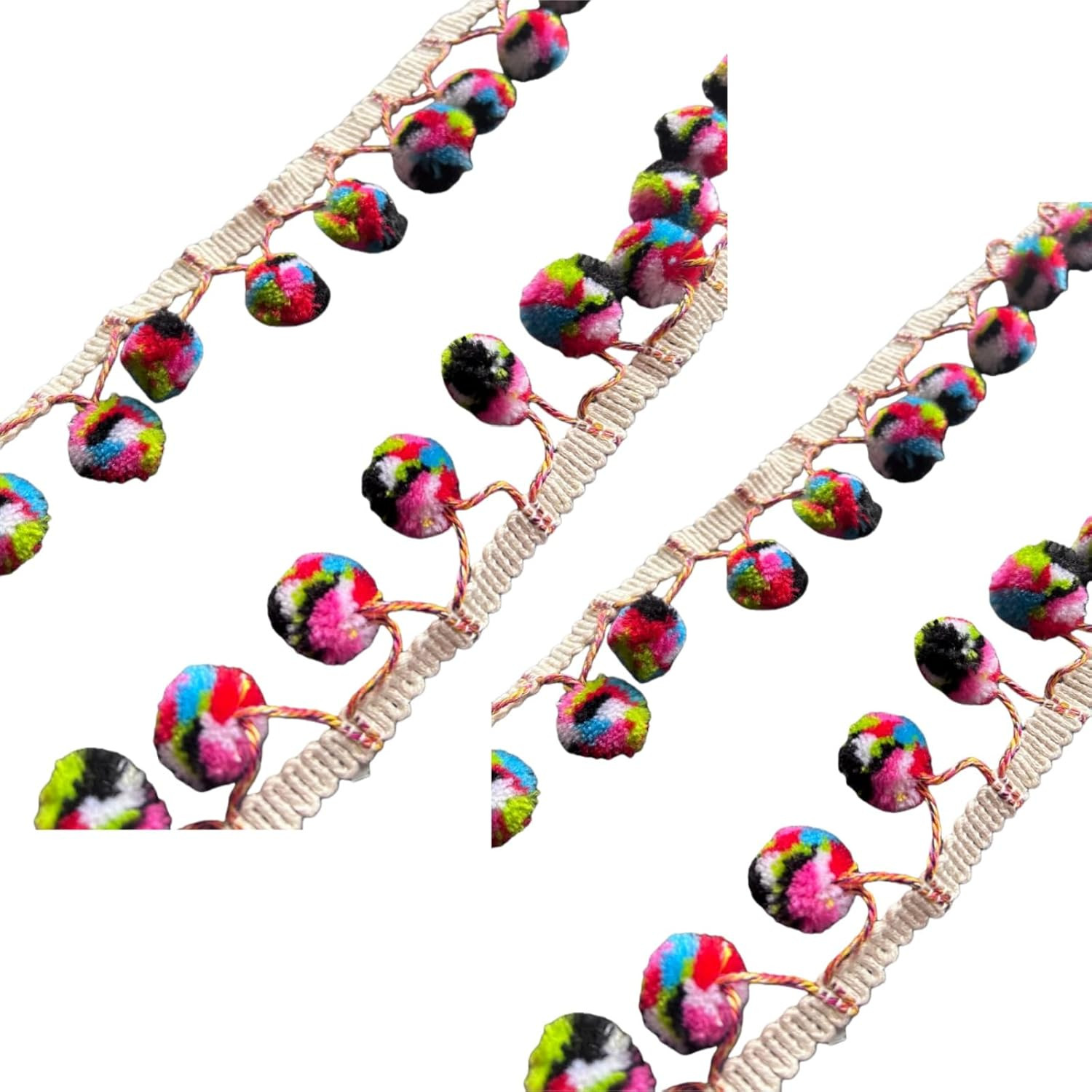 Decorative 3 Yards 20Mm Wide Pom Pom Ball Fringe Trim Ribbon Trim Fringe Tassel