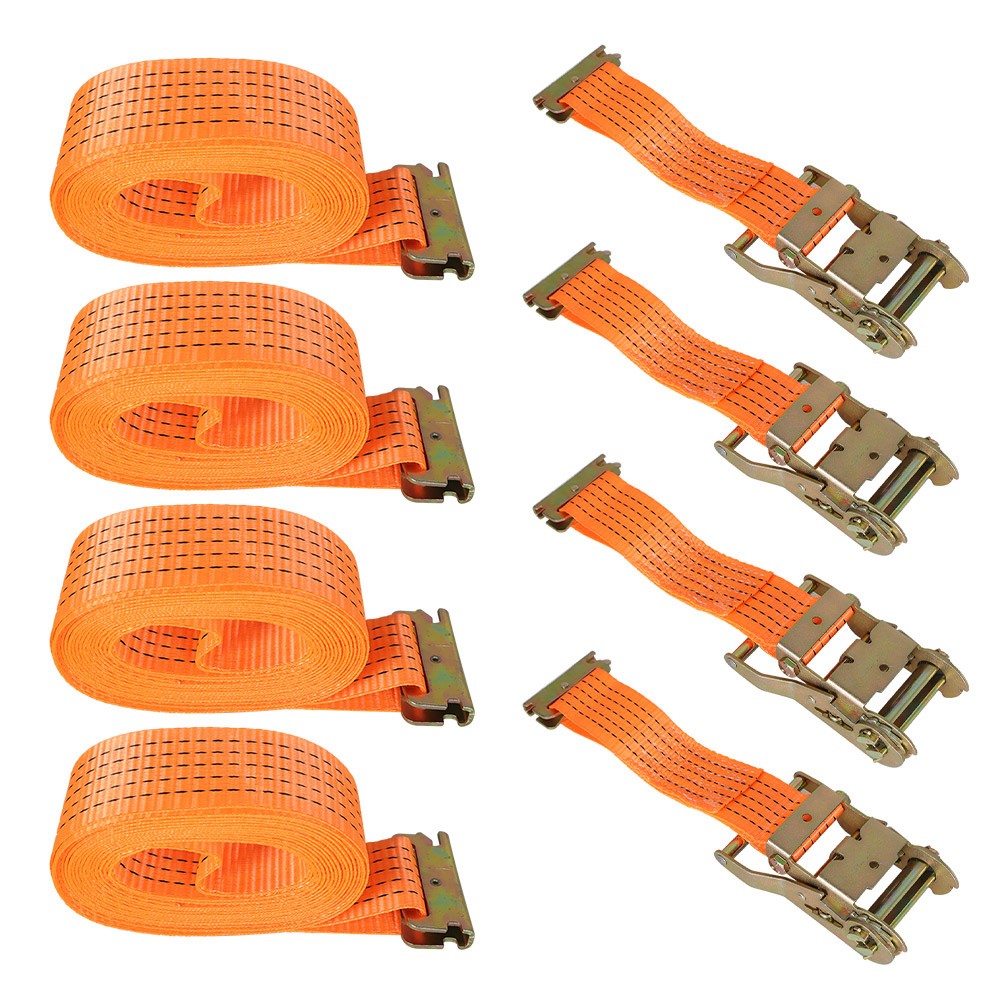 4 Pack 2"×20' E-Track Ratchet Tie Straps Trailer Orange 4400lbs Tie Down Straps