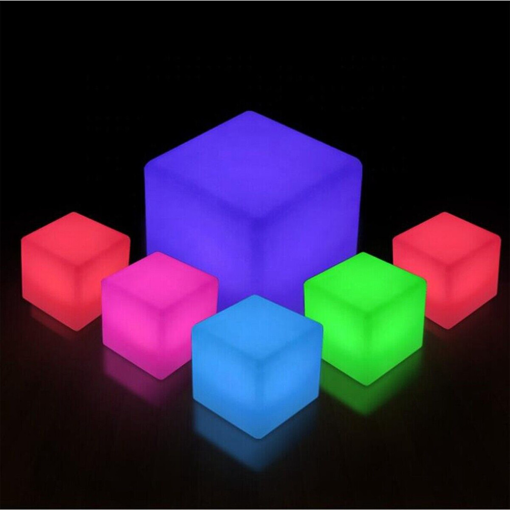 Cube LED RGB 16 Color Changing Light Stool Outdoor Indoor Patio Party Chair Seat