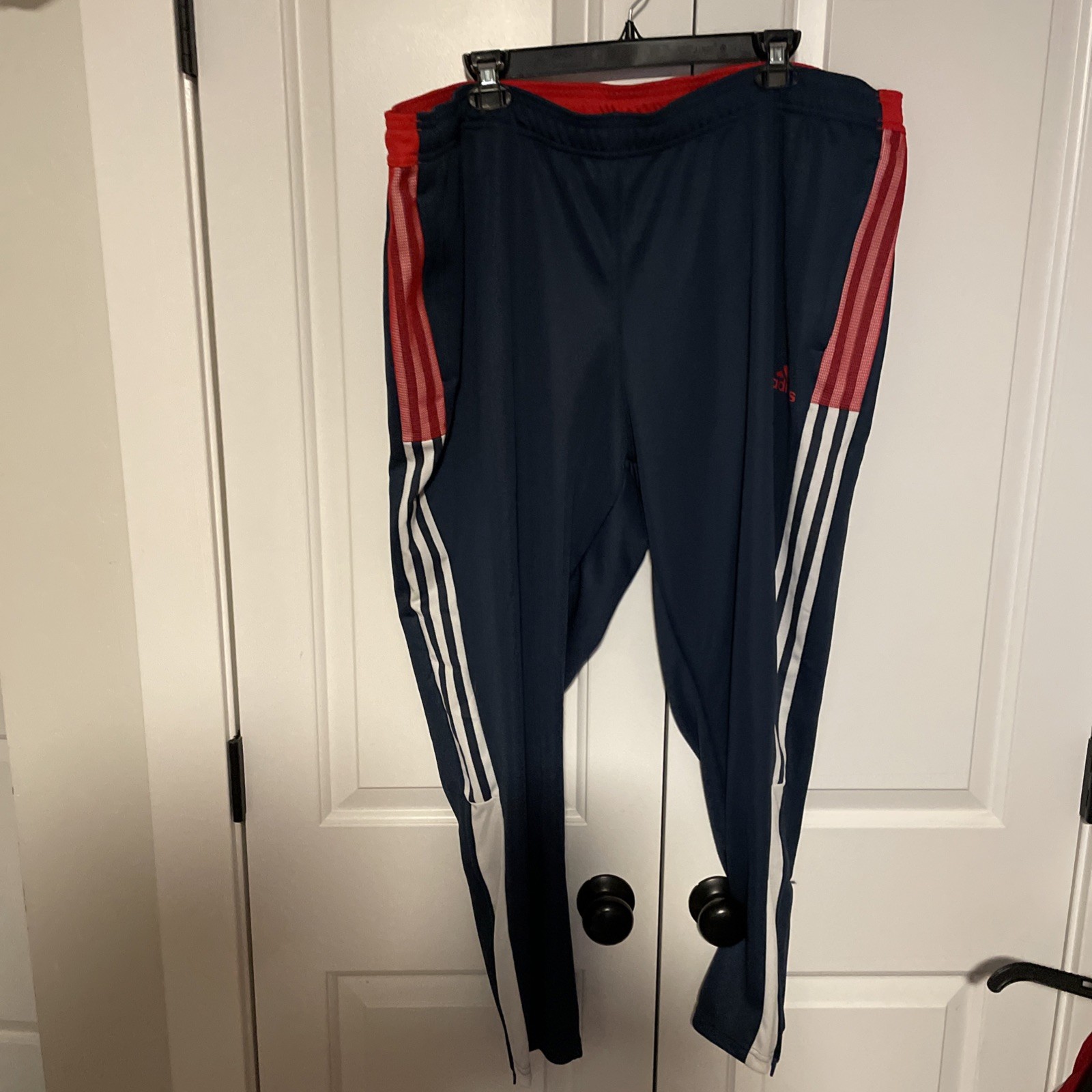 NWT ADIDAS Tiro Track pant, standard length, blue with white & red, size 3X