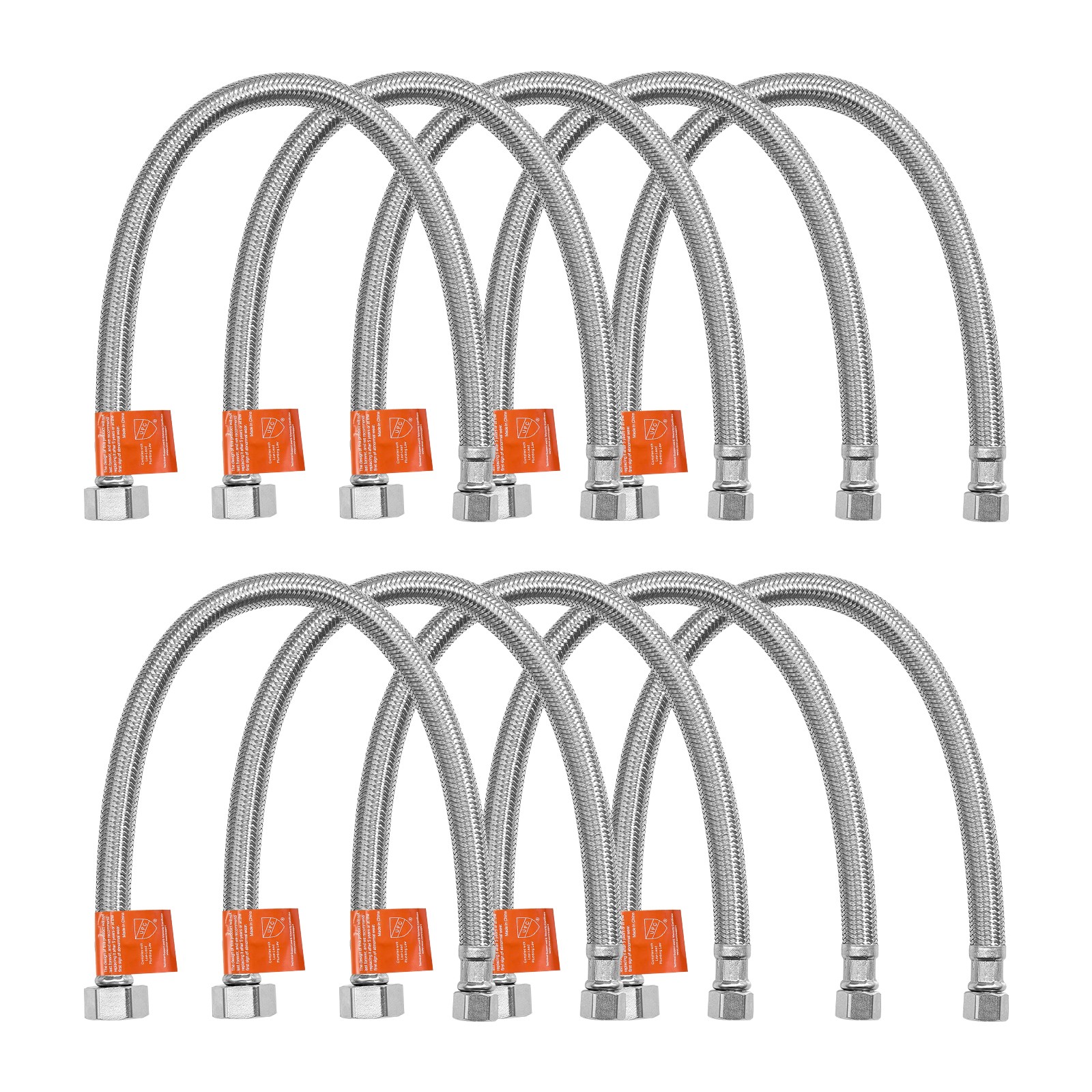 3/8" COMP 10PCS Faucet Supply Line Connector 16in Braided Stainless Steel