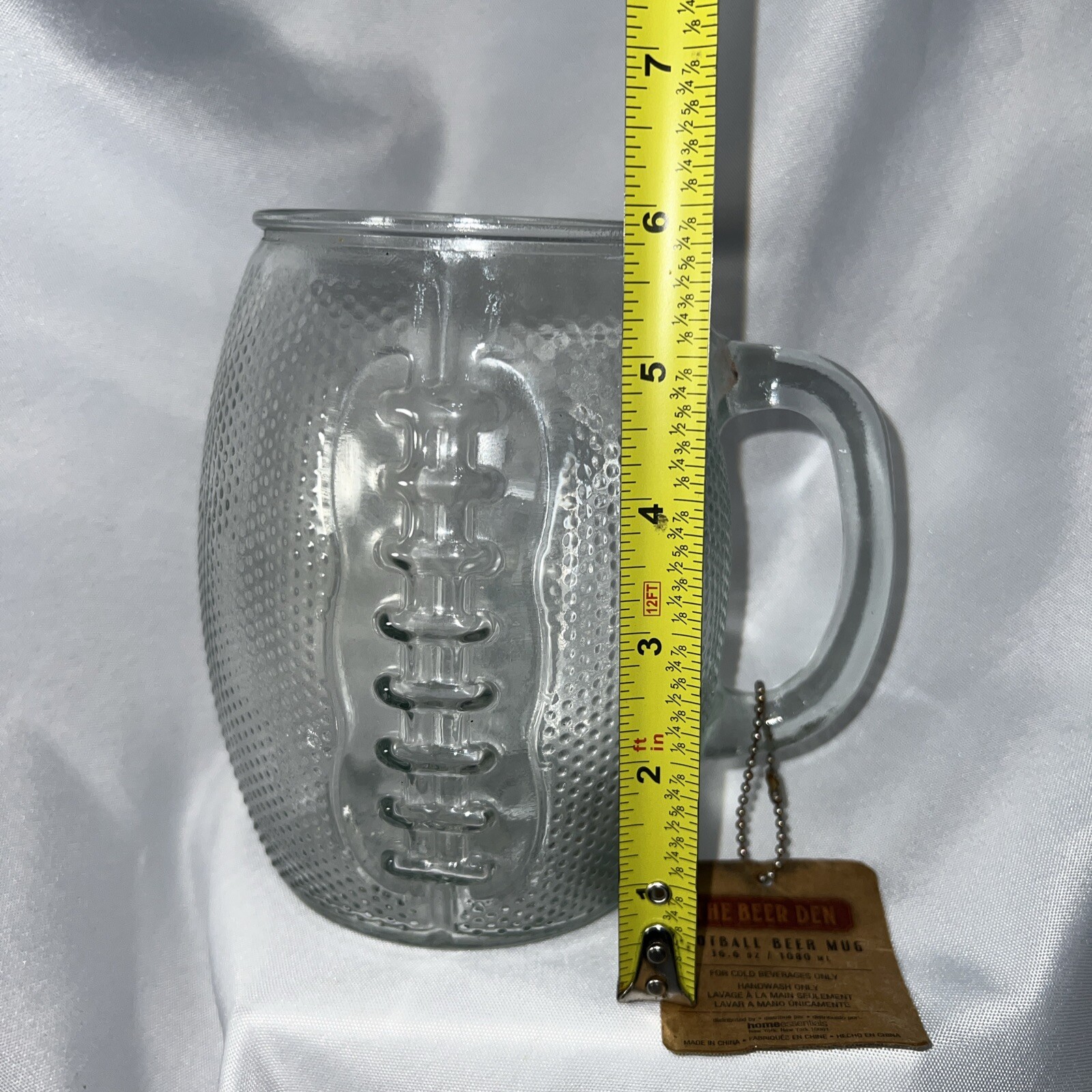Home Essentials The Beer Den 36 oz Football Beer Mug Glass