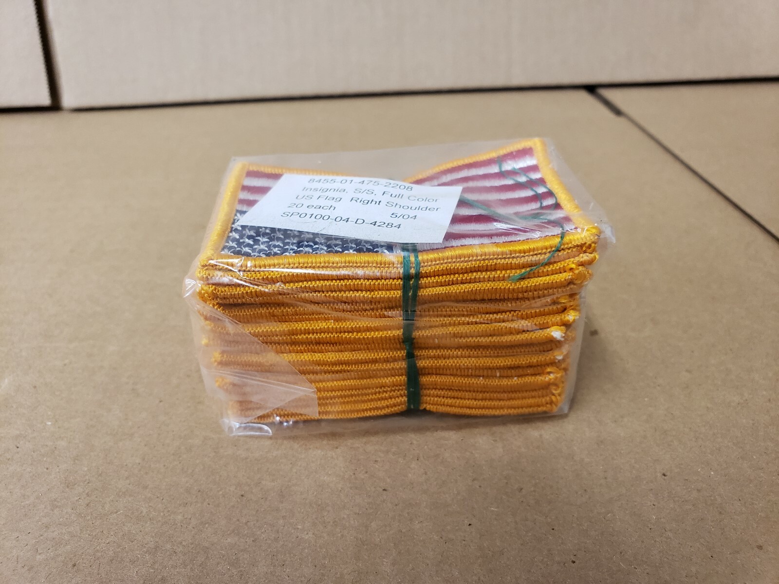 LOT OF 20 US American Flag Reverse Shoulder Patch Orange Border. MADE IN THE USA