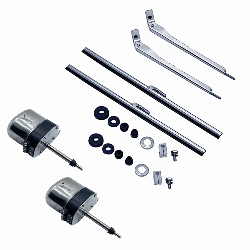 Pair of Stainless Windshield Wiper Motor Hot Street Rod for Jeep Boat Chevy Ford