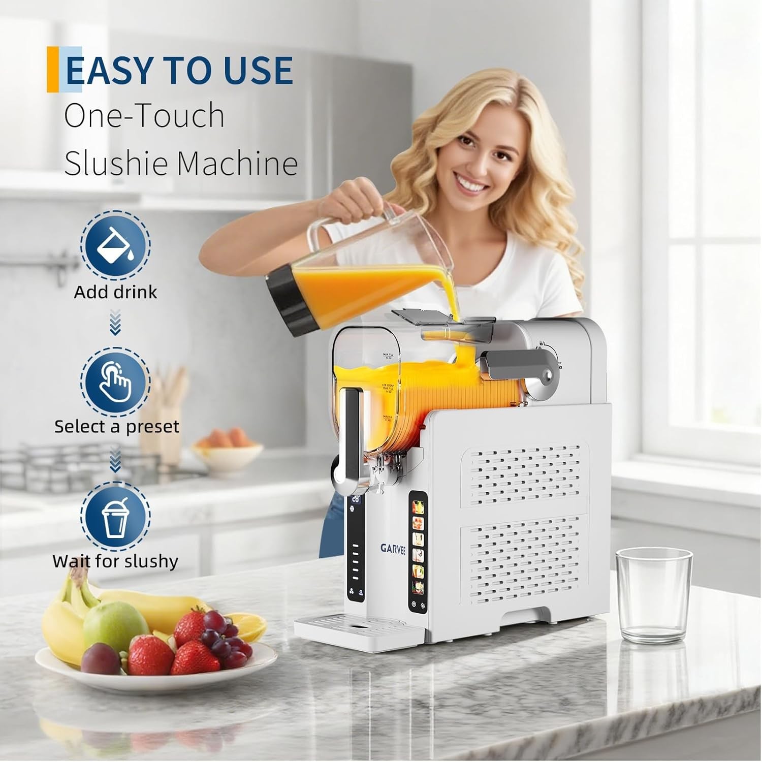 70 Oz Slushie Machine with LED Display & 6 Pre-Set Programs for Home